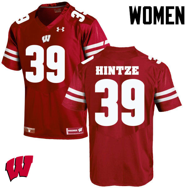 Wisconsin Badgers Women's #39 Zach Hintze NCAA Under Armour Authentic Red College Stitched Football Jersey KA40T33GB
